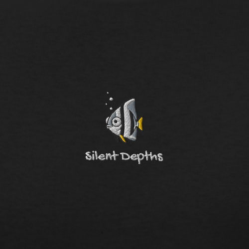 Seayou unisex classic black t-shirt design view, organic cotton, ocean-themed design, batfish