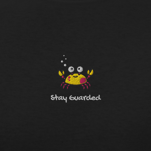 Seayou unisex classic black t-shirt design view, organic cotton, ocean-themed design, crab