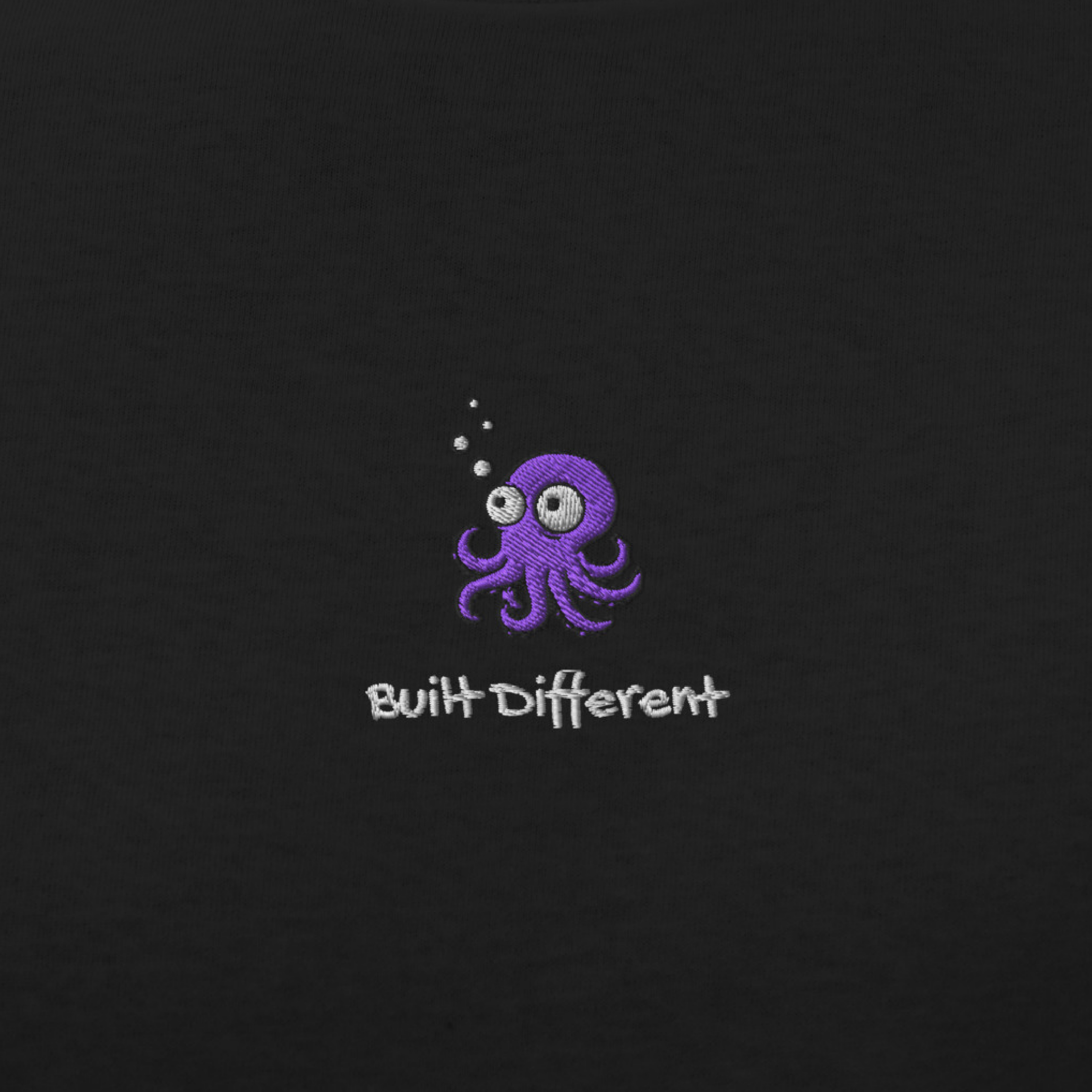 Seayou unisex classic black t-shirt design view, organic cotton, ocean-themed design, octopus