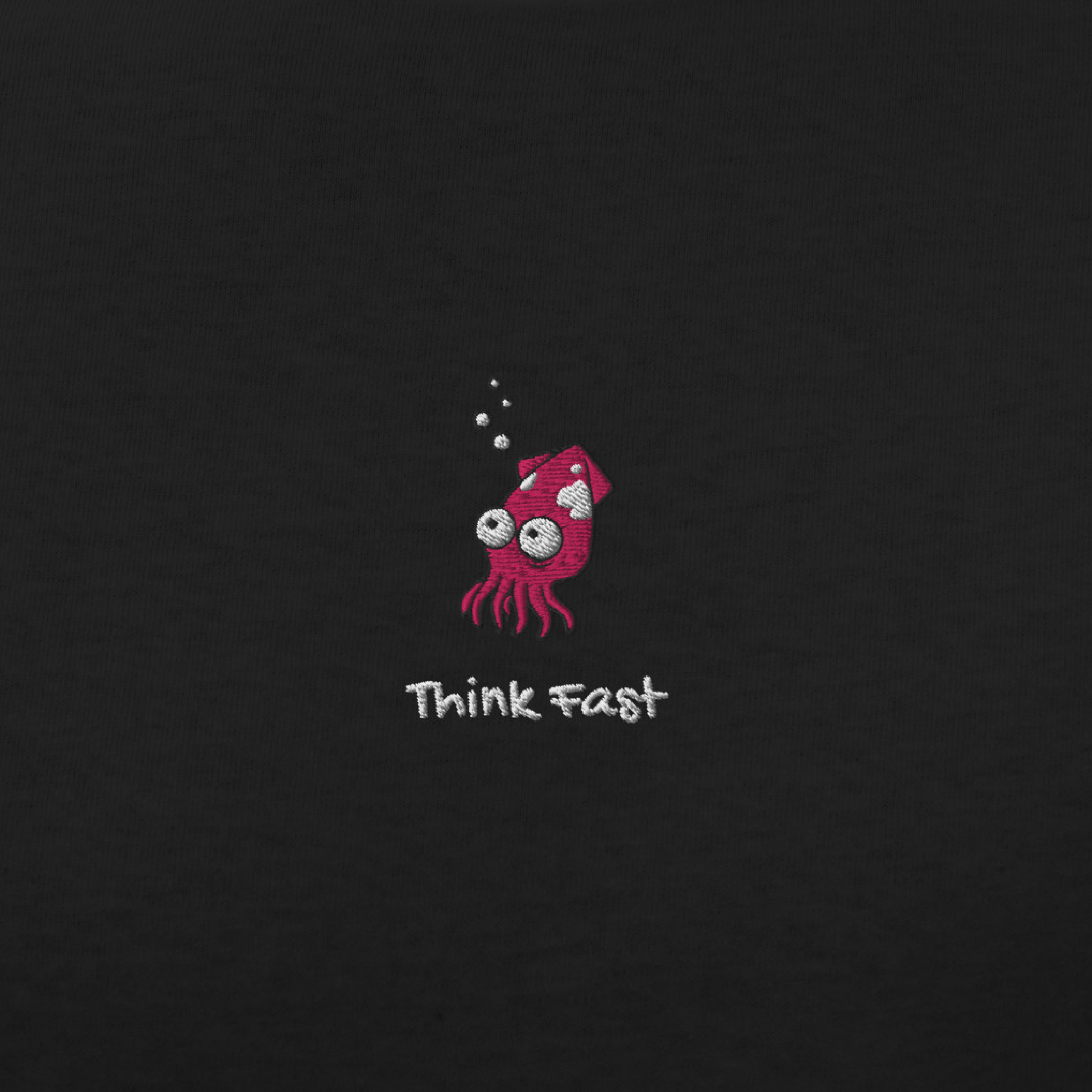 Seayou unisex classic black t-shirt design view, organic cotton, ocean-themed design, squid