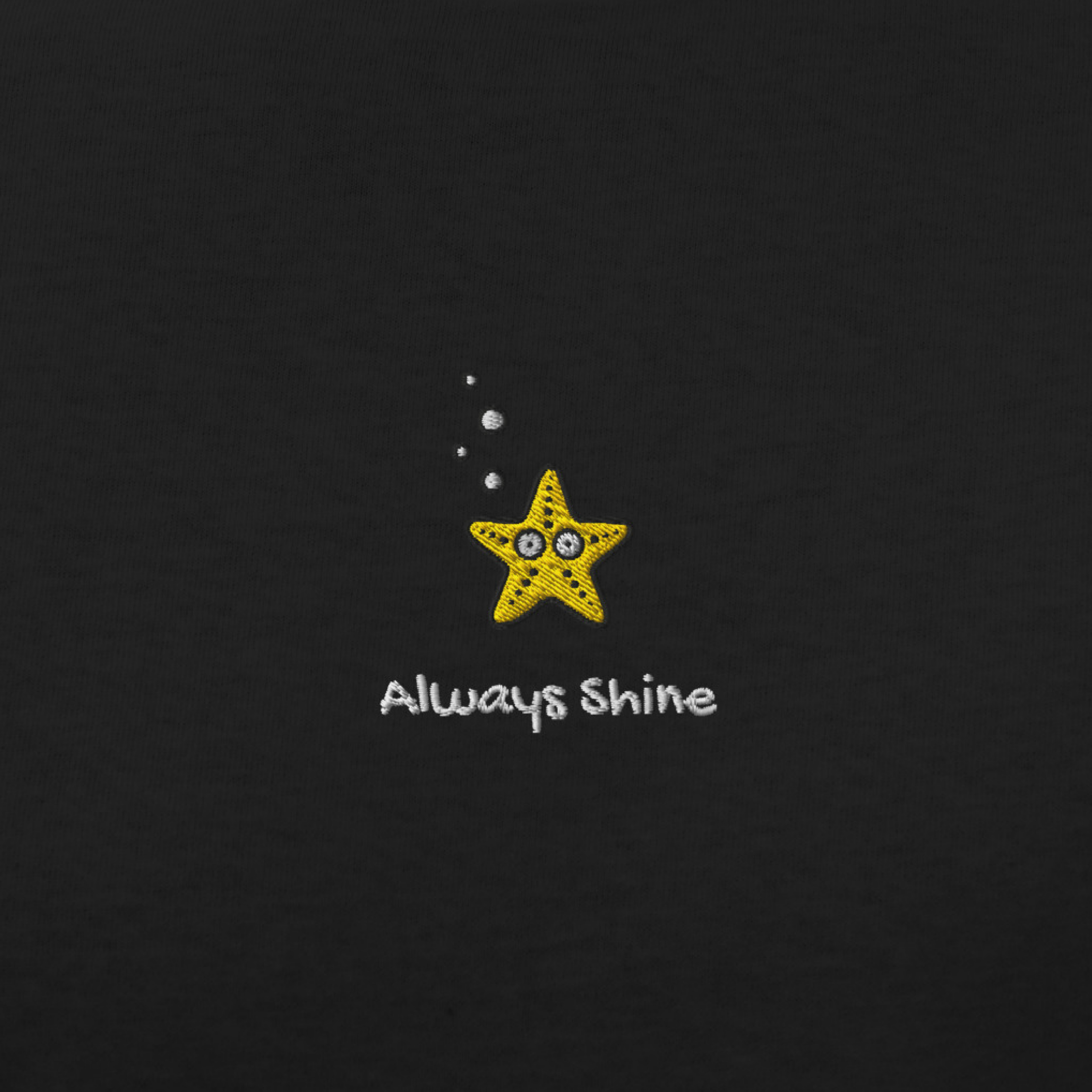 Seayou unisex classic black t-shirt design view, organic cotton, ocean-themed design, starfish