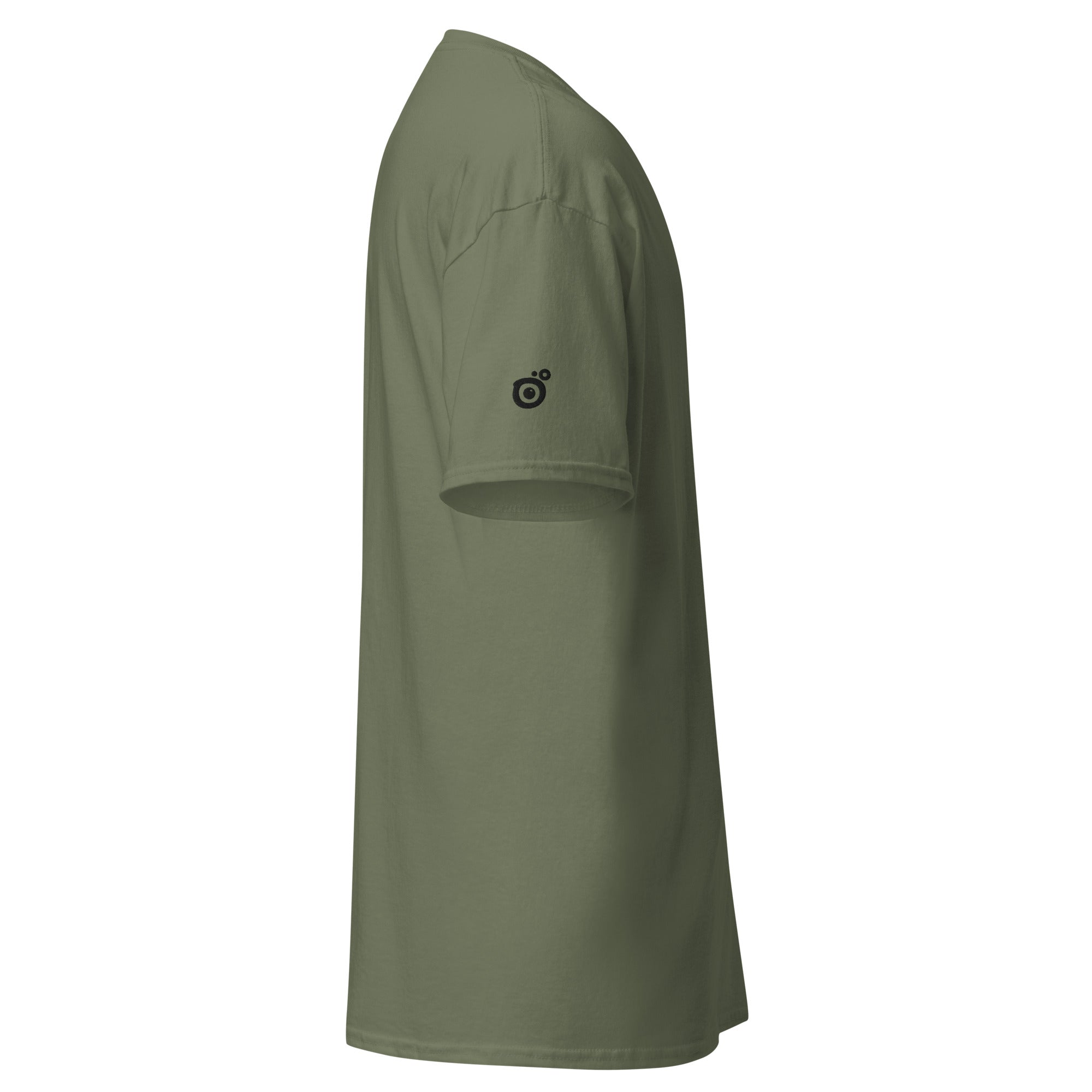 Seayou unisex classic military green t-shirt right view, organic cotton, ocean-themed design, dolphin