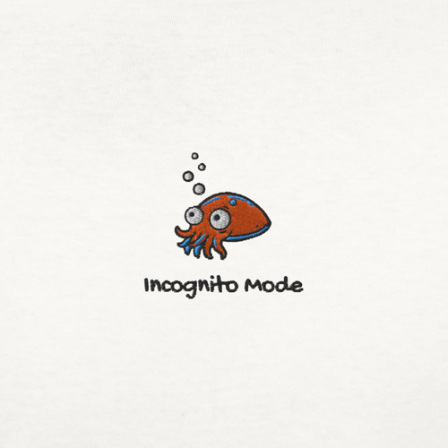 Seayou unisex classic white t-shirt design view, organic cotton, ocean-themed design, cuttlefish